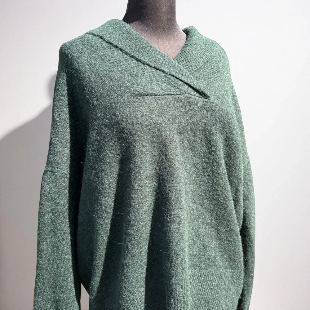 Madewell‎ Hunter Green Vinson Shawl-Collar Pullover Oversize Dolman Sweater XXL